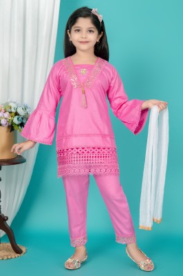 Classic Dresses Baby Girls Party(Festive) Kurta Pyjama(Pink)