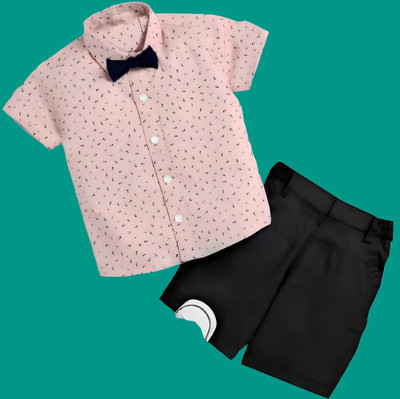 Vibe Trends Baby Boys & Baby Girls Party(Festive) Shirt Shorts(1002 FANTA BLACK)