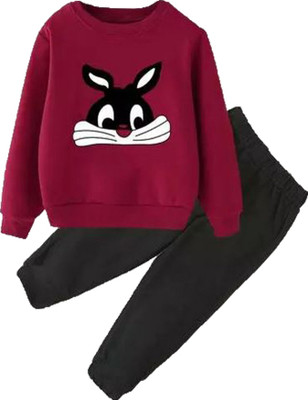 DRUZZEE Boys & Girls Casual Pant T-shirt(Maroon)