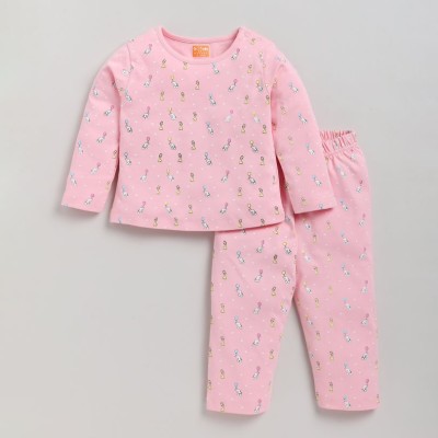 Snuggly Monkey Baby Girls Casual Top Pyjama(PINK)