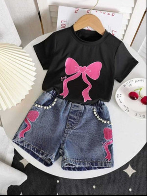 ELPIXIE FASHION Baby Girls Party(Festive) Top Shorts(BLACK)