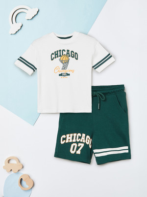 MAX Boys Casual T-shirt Track Pants(WHITE)