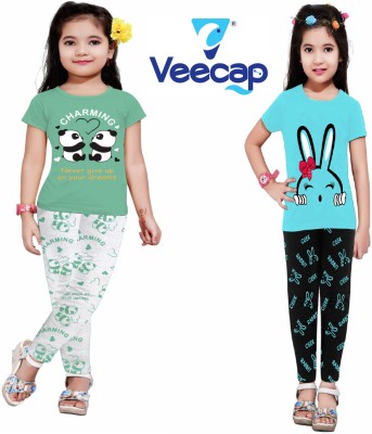 Vivin Girls Casual Top Pant(Green,Blue)