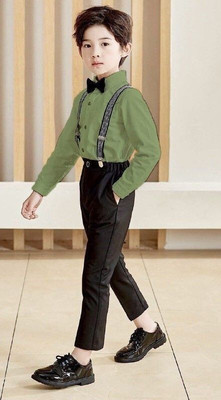 WEARBYRB Boys & Girls Casual Shirt Pant(Green)
