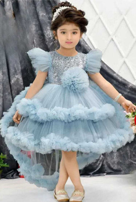 M Kolkata Garments Baby Girls Party(Festive) Pullover Skirt(Blue)