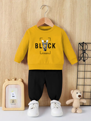 RetroTees Baby Boys & Baby Girls Casual T-shirt Track Pants(Yellow)