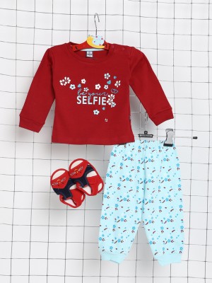 V-MART Baby Boys & Baby Girls Casual Top Legging(Red)