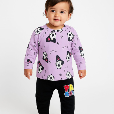 Dolling creation Boys & Girls Kung Fu Panda Casual T-shirt Trouser(purple)