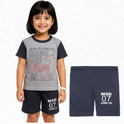 MEGHA SHRISTY ENTERPRISE Boys & Girls Casual T-shirt Pant(Gray)