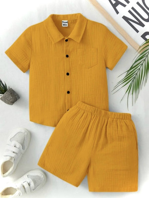 Trust Win Textile Baby Boys & Baby Girls Party(Festive) Shirt Shorts(Yellow)
