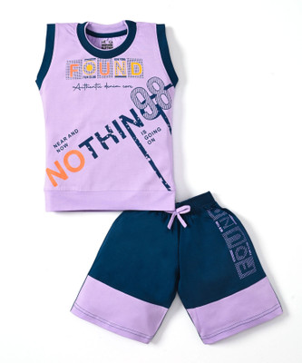 Wonder Klothes Boys Casual T-shirt Shorts(Violet)