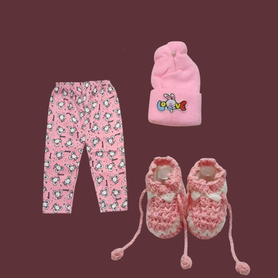 ASV ENTERPRISE Baby Boys & Baby Girls Casual Sweatpant Cap, Socks(Pink)