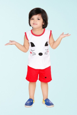 HENA TEXTILE Baby Boys & Baby Girls Casual T-shirt Pant(RED)