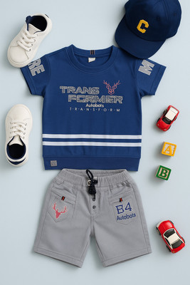 karnika Baby Boys Casual T-shirt Shorts(Turquoise Blue)