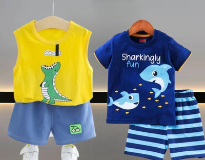 CALCUTTA FASHION Baby Boys & Baby Girls Casual T-shirt Shorts(Multicolor)