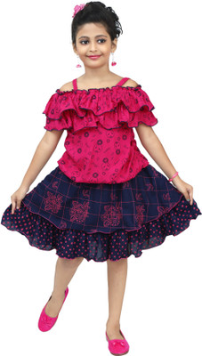 Chandrika Girls Party(Festive) Top Skirt(PINK)