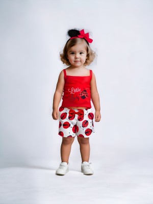 AK DRESSES Baby Girls Casual Top Pant(RED, WHITE)