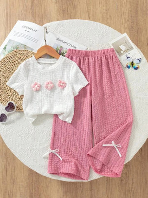 KIDDRESS Girls Party(Festive) Top Pant(WHITE)