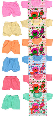 HouseOfCommon Baby Boys & Baby Girls Casual T-shirt Shorts(Multicolor)