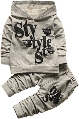 Mayneisha Baby Boys & Baby Girls Casual Sweatshirt Track Suit(Grey-Style)