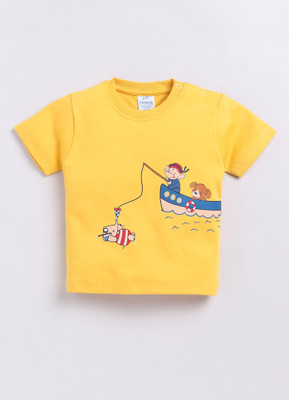 Dollar Baby Boys Casual T-shirt Pant(KKRN10023-YELLOW-SKY BLUE)