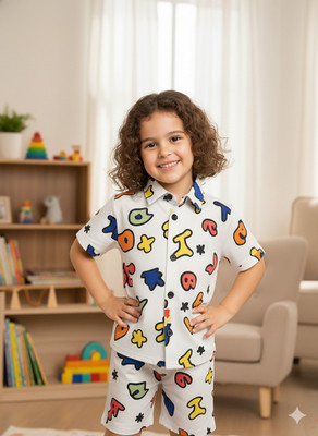 ANIKA CREATION Girls Casual Shirt Shorts(White)