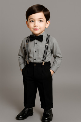 Bleckz Someck Boys Party(Festive) Shirt Pant(Grey)