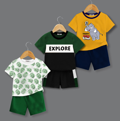 tarsier Baby Boys & Baby Girls Casual T-shirt Shorts(EXPLORE_LEAF_ELEPHANT)