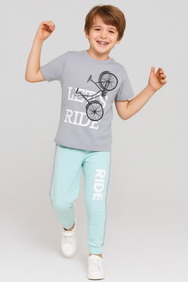Todd N Teen Boys Casual T-shirt Track Pants(greyteal)