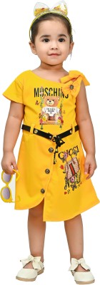 Zarine Fashion Baby Girls Midi/Knee Length Casual Dress(Yellow, Fashion Sleeve)