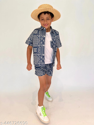 ZIKIGO Baby Boys & Baby Girls Casual Shirt Shorts(Blue..)