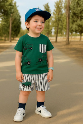 CALCUTTA FASHION Baby Boys & Baby Girls Casual T-shirt Shorts(DARK GREEN)