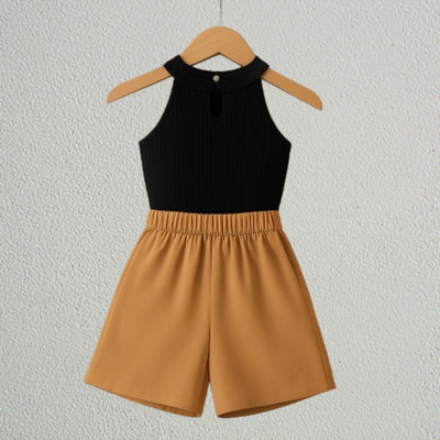 RIYANSHI Girls Casual Top Skirt(Black, Brown)