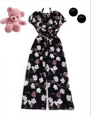 Swaastik Girls Casual Jumpsuit Pyjama(black)