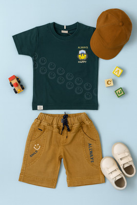 karnika Baby Boys Casual T-shirt Shorts(Olive)