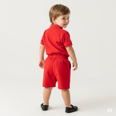 Kenvi Textile Baby Boys Casual T-shirt Shorts(Red)