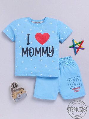 YK X Tinyo Boys & Girls Casual T-shirt Shorts(Blue)