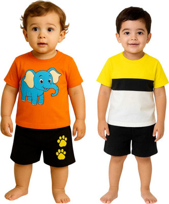 SEGRO Baby Boys & Baby Girls Casual T-shirt Shorts(ORANGE, GOLD)