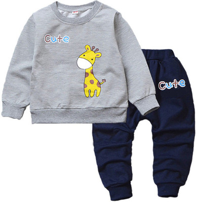 Bold N Elegant Baby Boys & Baby Girls Casual Sweatshirt Pyjama(Grey)
