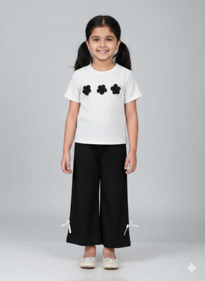 ADBREAND Baby Girls Casual Top T-shirt, Pant(BLACK-WHITE)