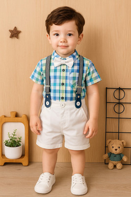 Bleckz Soeamk Baby Boys Party(Festive) Shirt Shorts(Green)