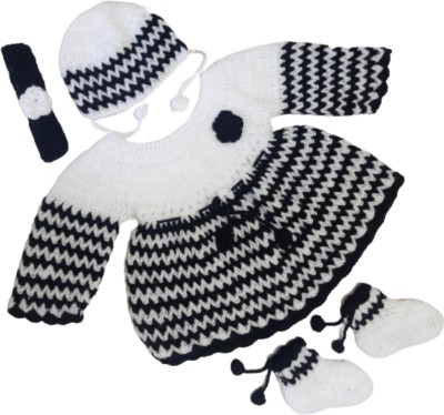 The Comfort Closet Baby Girls Casual Dress Sweater(White and Black)