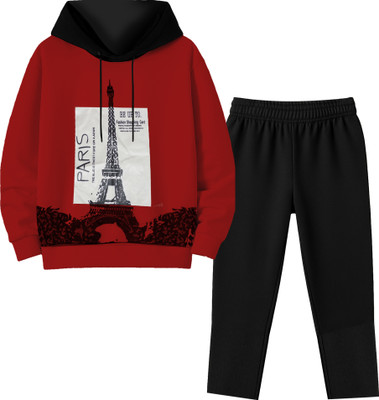 UNFLD Boys & Girls Casual Sweatshirt Pyjama(Maroon)