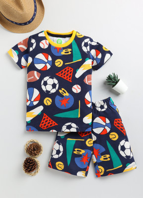 Lazy Shark Boys Casual T-shirt Shorts(Blue)