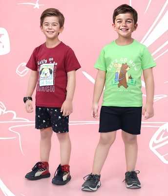 TOONYPORT Boys Casual T-shirt Shorts(Multicolor)