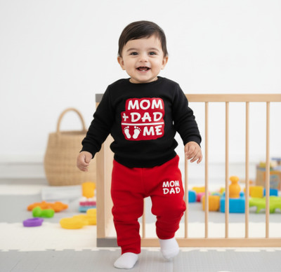 Musnahagrments Baby Boys Party(Festive) Sweatshirt Pyjama(BLACK AND RED)