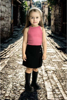 RIYASNHI Girls Casual Top Shorts(Pink, Black)