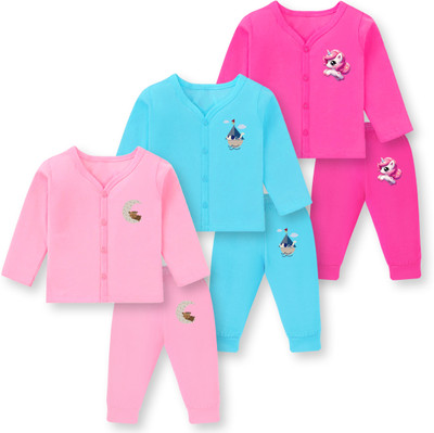 Lavi-Tavi Baby Boys & Baby Girls Casual T-shirt Track Pants(Pink Combo)