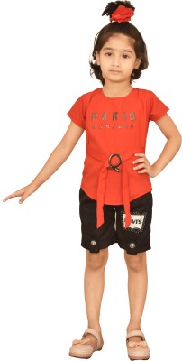 Rayhanfashion Baby Girls Casual Top Shorts(Red)