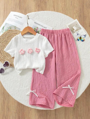 KidsCute Girls Party(Festive) Top Pant(White, Pink)